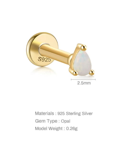 Gold Single 6 925 Sterling Silver Synthetic Opal Geometric Dainty Single Earring(Single-Only One)
