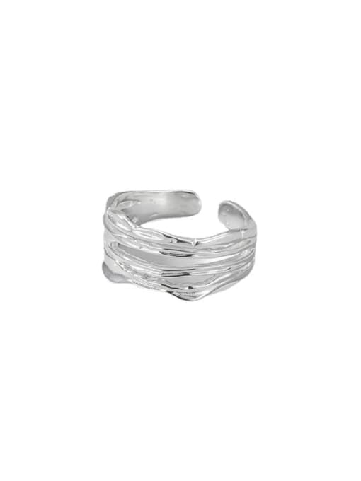Multi layer texture ring 925 Sterling Silver Irregular Minimalist   Stackable Ring