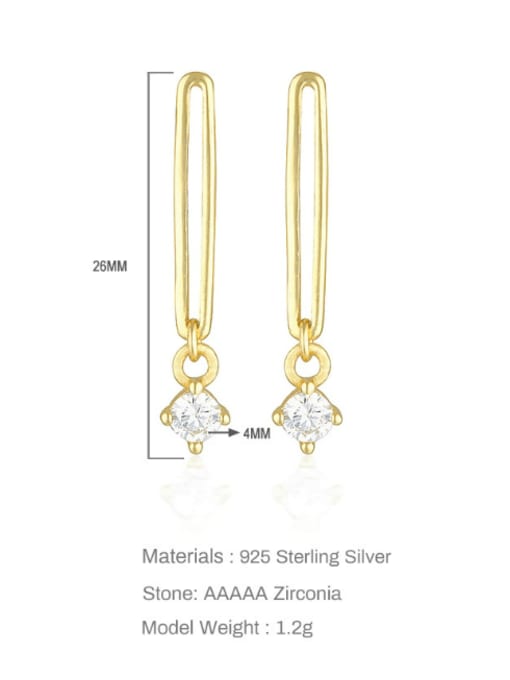 YUANFAN 925 Sterling Silver Cubic Zirconia Geometric Minimalist Drop Earring 3