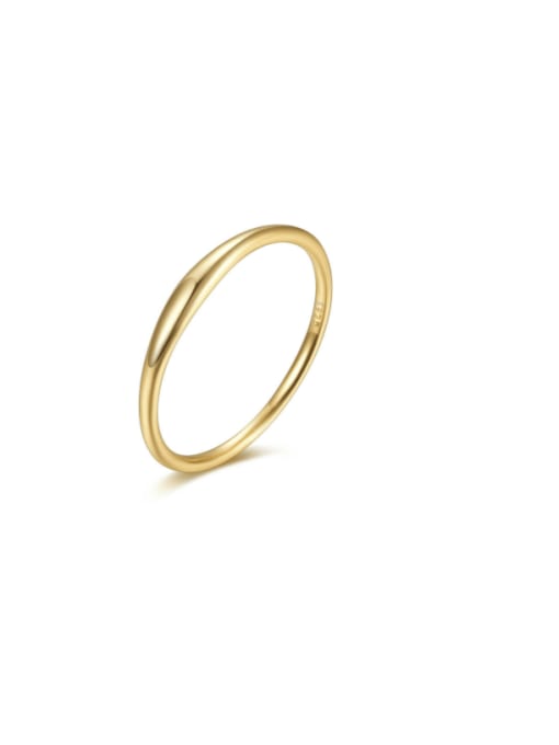 golden 925 Sterling Silver Geometric Minimalist Band Ring