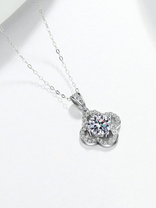 PNJ-Silver 925 Sterling Silver Moissanite Clover Dainty Necklace 2