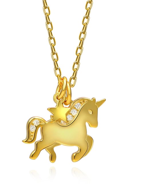A&T Jewelry 925 Sterling Silver Cute Horse Pendant Necklace 0