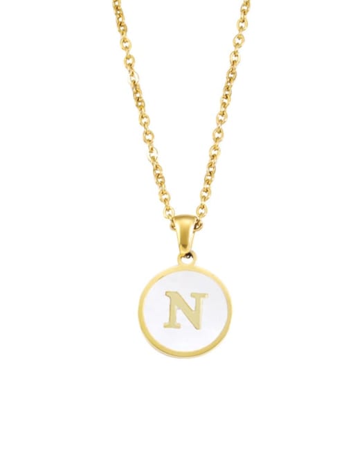 N Stainless steel Enamel Letter Geometric Minimalist Necklace