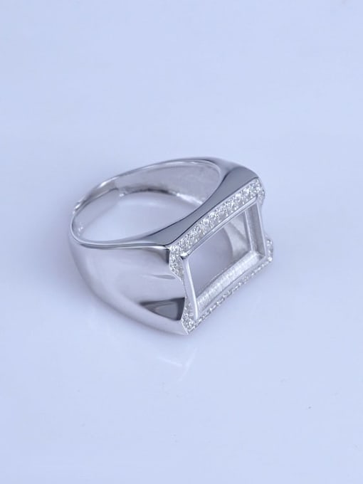 Supply 925 Sterling Silver 18K White Gold Plated Geometric Ring Setting Stone size: 9*14mm 2