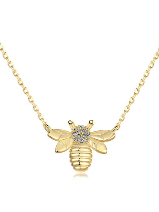 gold DY190668 925 Sterling Silver Cubic Zirconia Bee Cute Necklace