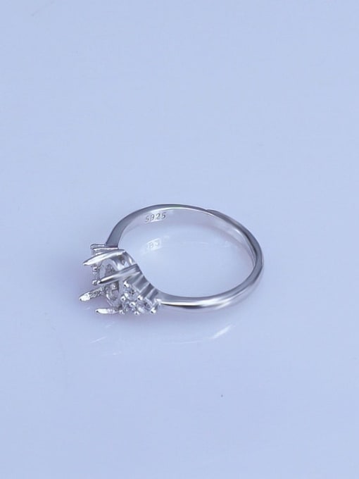 Supply 925 Sterling Silver 18K White Gold Plated Round Ring Setting Stone size: 5*7mm 1