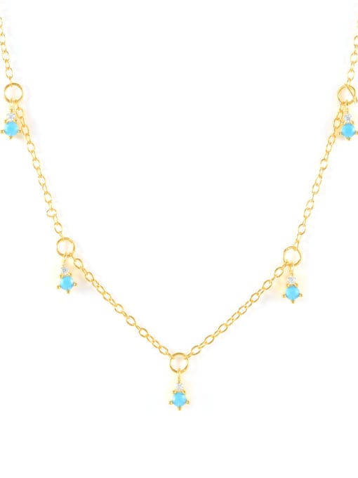 YUANFAN 925 Sterling Silver Turquoise Cross Vintage Necklace 1