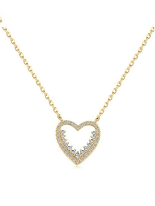 DY190699 S G WH 925 Sterling Silver Cubic Zirconia Heart Minimalist Necklace