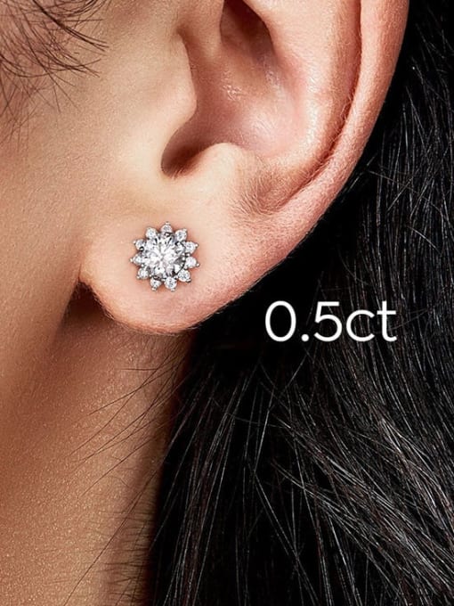 LOLUS 925 Sterling Silver 0.5CT Moissanite Flower Dainty Stud Earring 1