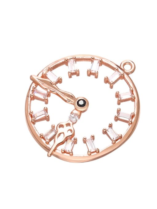 Rose Gold Brass Microset Zircon Clock Pendant
