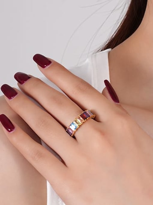 YUANFAN 925 Sterling Silver Cubic Zirconia Geometric Minimalist Band Ring 3
