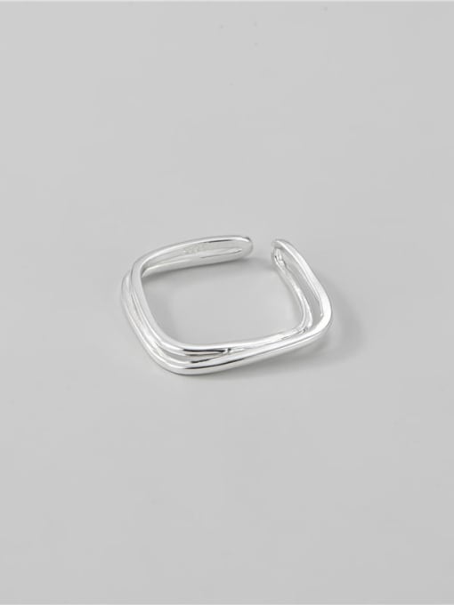 Square cross line ring 925 Sterling Silver Cross Line Minimalist Band Ring