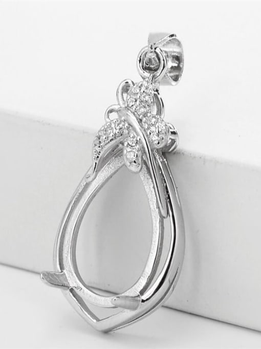 Supply 925 Sterling Silver 18K White Gold Plated Water Drop Pendant Setting Stone size: 10*14mm 0