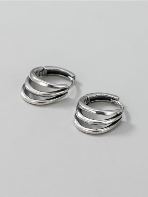 ARTTI 925 Sterling Silver Three Round Minimalist Huggie Earring 0
