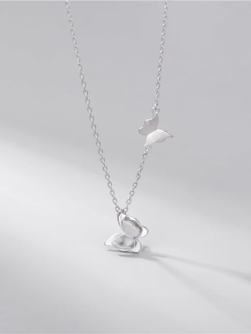 Double layer Butterfly Necklace 925 Sterling Silver Butterfly Minimalist Necklace