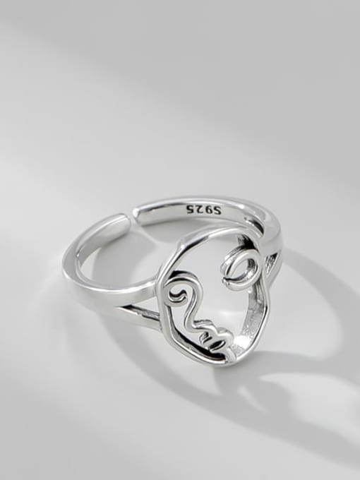 Facebook ring 925 Sterling Silver  Minimalist Hollow Facebook Band Ring