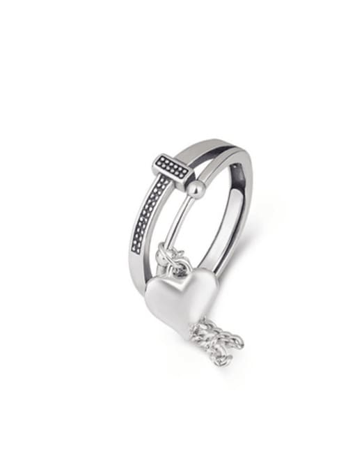 A027j about 4.3G 925 Sterling Silver Heart Vintage Stackable Ring
