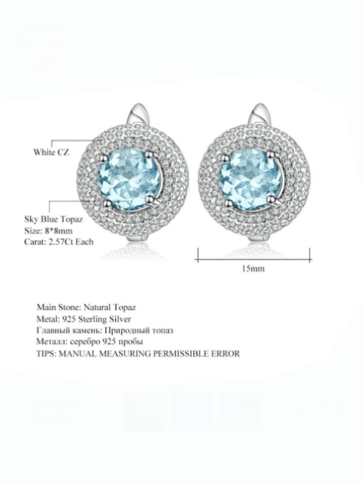 ZXI-SILVER JEWELRY 925 Sterling Silver Natural Stone Geometric Luxury Stud Earring 4