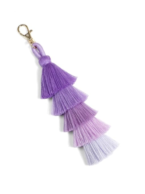 K68009 purple Alloy Shell Cotton Rope Tassel Bohemia Hand-Woven Bag Pendant
