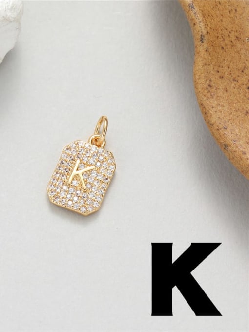 14 K gold N 0511 Brass Cubic Zirconia Minimalist English Letter Pendant