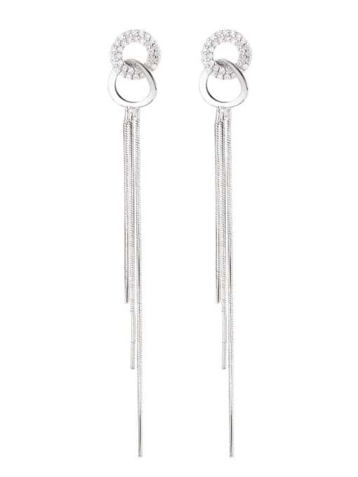 123R white gold, about 2.3 g, right 925 Sterling Silver Cubic Zirconia Tassel Trend Earring