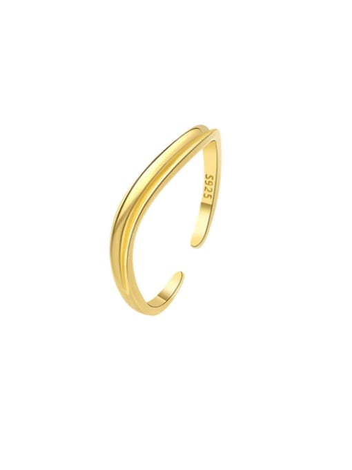Gold 925 Sterling Silver Line Geometric Minimalist Band Ring