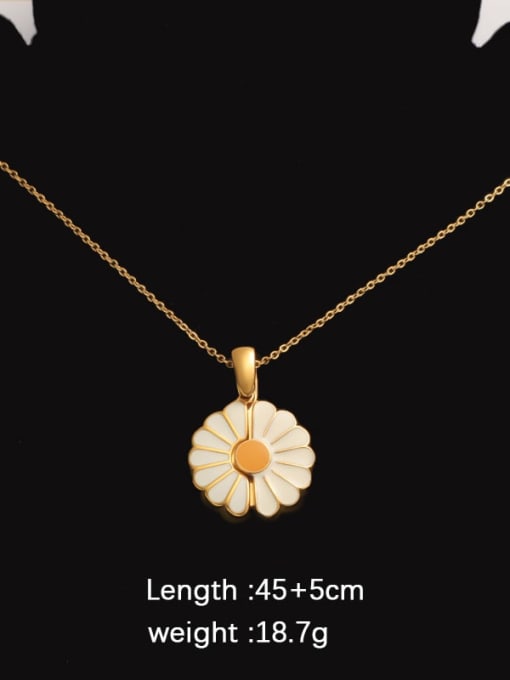 Gold 25mm Stainless steel Enamel Flower Minimalist Necklace