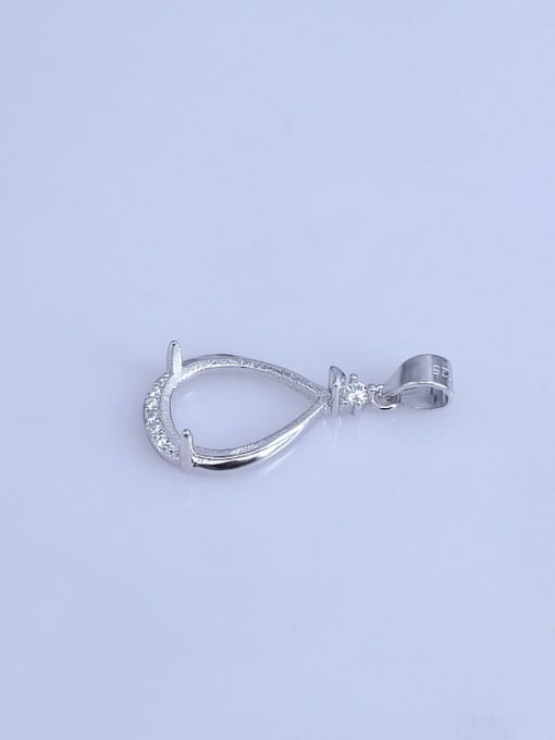 Supply 925 Sterling Silver Rhodium Plated Water Drop Pendant Setting Stone size: 10*14mm 0