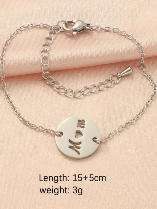 Bracelet steel color Stainless steel Letter Minimalist Necklace