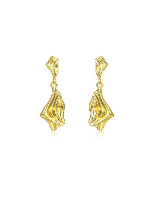 E3498 Gold 925 Sterling Silver Irregular Vintage Drop Earring