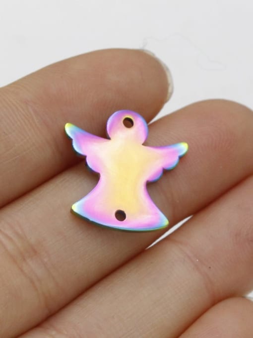 Rainbow color Stainless steel Angel Double hole Trend Pendant
