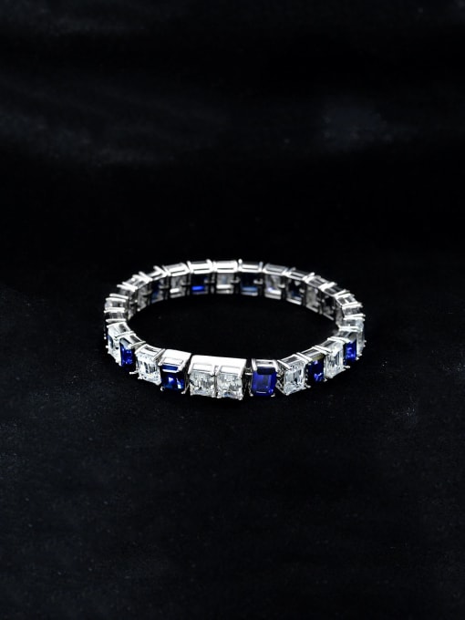 A&T Jewelry 925 Sterling Silver High Carbon Diamond Geometric Luxury Link Bracelet 0