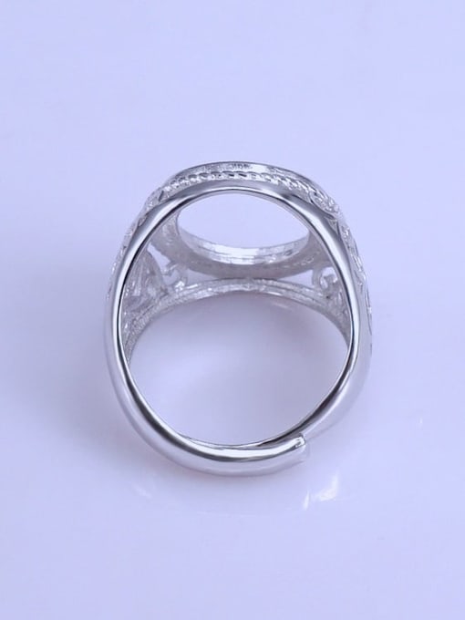 Supply 925 Sterling Silver 18K White Gold Plated Geometric Ring Setting Stone size: 11*17mm 2