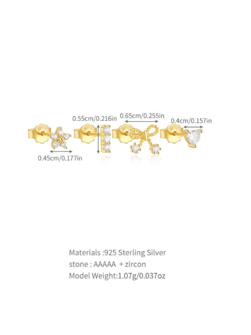 YUANFAN 925 Sterling Silver Cubic Zirconia Bowknot Minimalist Stud Earring 3