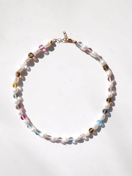 W.BEADS Freshwater Pearl Multi Color Bohemia Handmade Beading Necklace