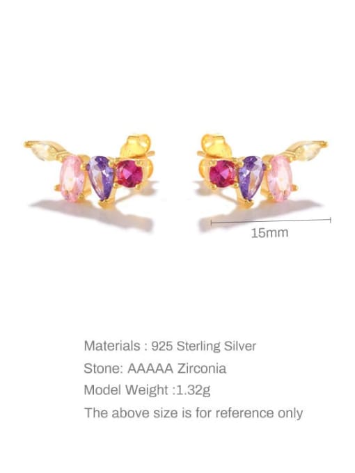 YUANFAN 925 Sterling Silver Cubic Zirconia Geometric Dainty Stud Earring 3