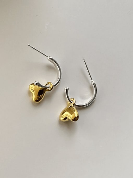 15ES34 925 Sterling Silver Heart Vintage Drop Earring