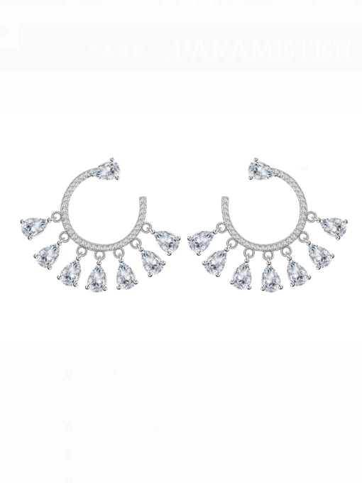 A&T Jewelry 925 Sterling Silver Cubic Zirconia Water Drop Luxury Huggie Earring 0