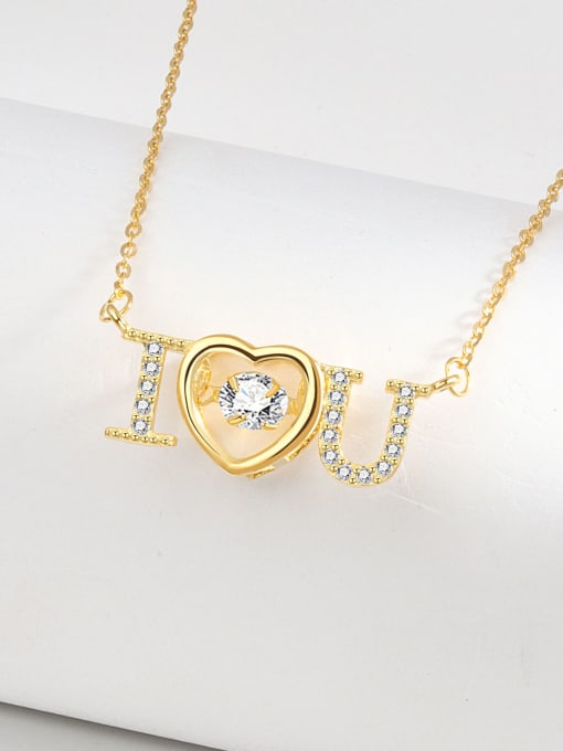 18K gold 925 Sterling Silver Cubic Zirconia Heart Minimalist Necklace