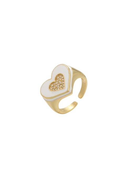 KOKO Brass Enamel Rhinestone Heart Trend Band Ring 0
