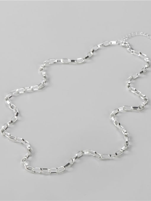 ARTTI 925 Sterling Silver Geometric Minimalist  Hollow Chain Necklace 0