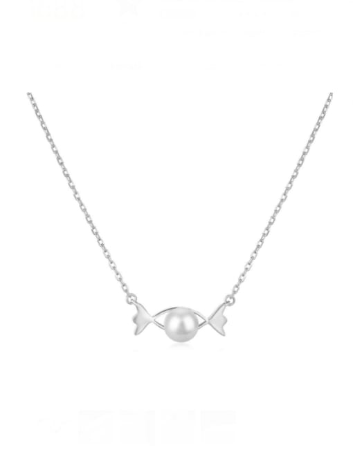 STL-Silver Jewelry 925 Sterling Silver Imitation Pearl Geometric Minimalist Necklace 2