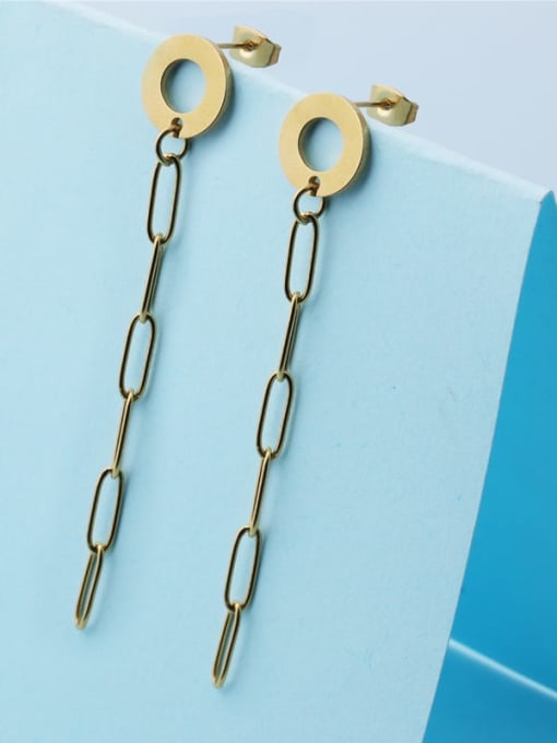 golden Stainless steel Round Chain Trend Drop Earring