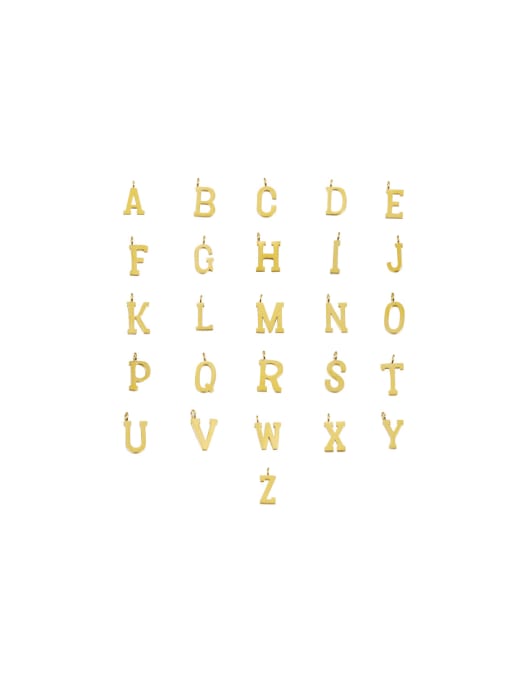 golden Stainless steel 26 capital letters welded cross circle single pendant