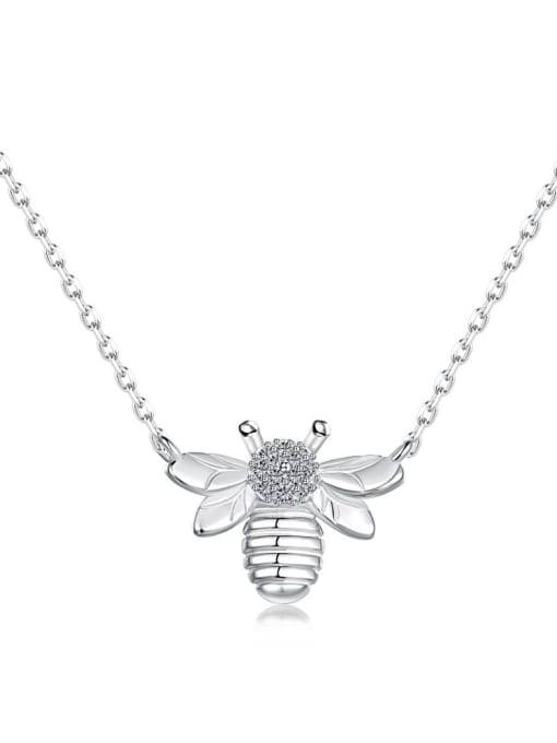 Platinum DY190668 925 Sterling Silver Cubic Zirconia Bee Cute Necklace