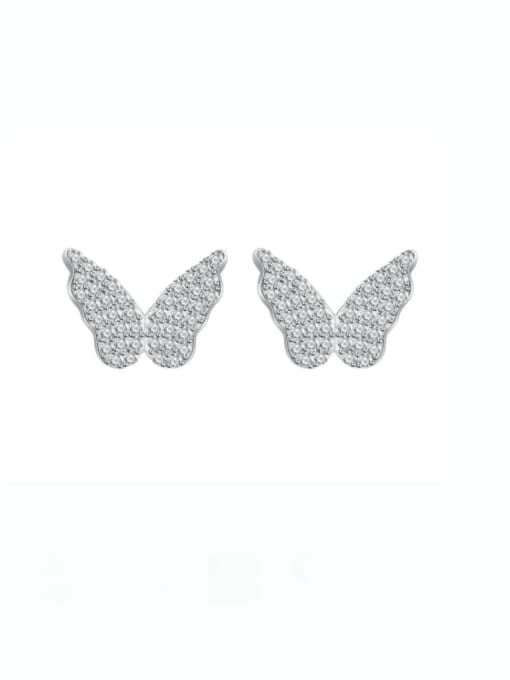 A&T Jewelry 925 Sterling Silver Cubic Zirconia Butterfly Luxury Stud Earring