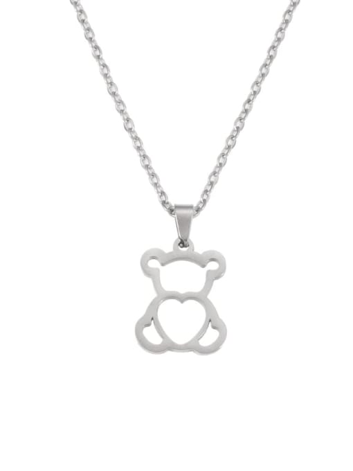 Steel color Stainless steel Panda Minimalist Necklace