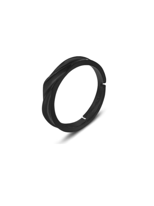 men black 925 Sterling Silver Geometric Minimalist Band Ring