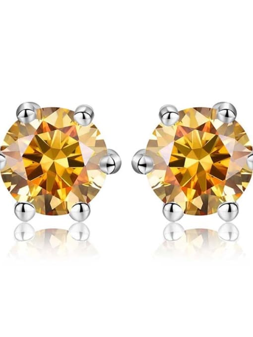Platinum (Golden Yellow Diamond) 925 Sterling Silver Moissanite Geometric Dainty Stud Earring