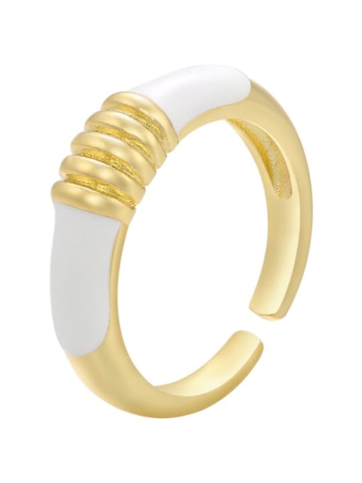white Brass Enamel Geometric Trend Band Ring